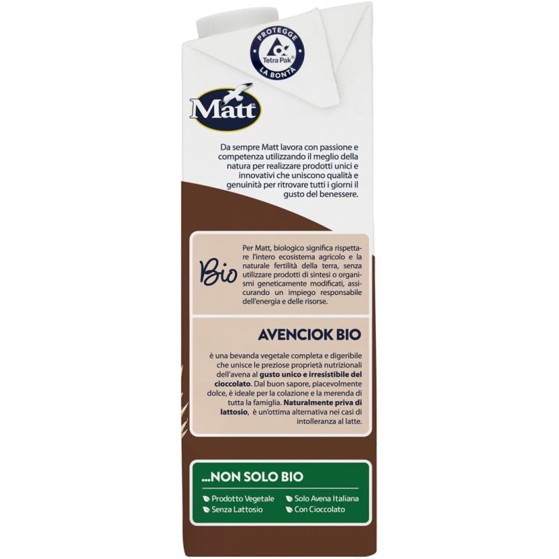 Matt, Avenciok Bio, Bevanda Vegetale Senza Lattosio, Bevanda a Base di Avena e Cioccolato, Ideale per Colazione o Merenda, Confezione da 1L Matt, Avenciok Bio, Bevanda Vegetale Senza Lattosio, Bevanda a Base di Avena e Cioccolato, Ideale per Colazione o Merenda, Confezione da 1L