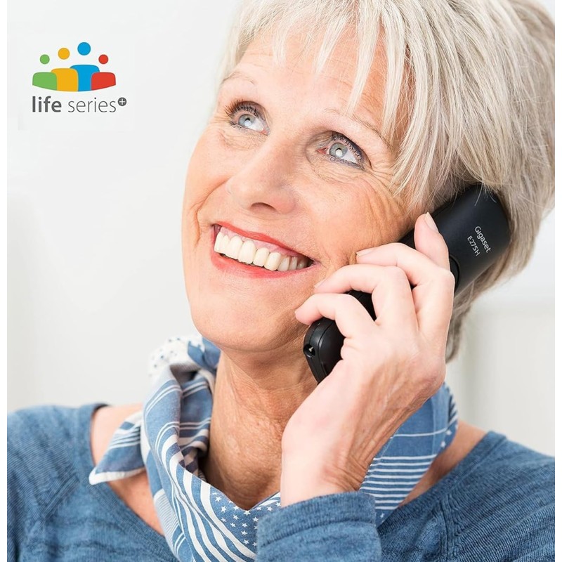 Gigaset E275 Il nuovo telefono cordless dai tasti grandi, numeri grandi e suonerie forti. Nero, Italia Gigaset E275 Il nuovo telefono cordless dai tasti grandi, numeri grandi e suonerie forti. Nero, Italia