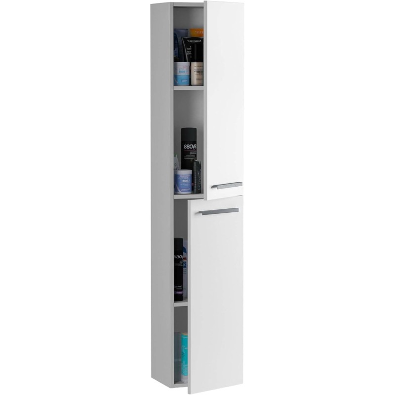 Dmora - Mobile Colonna Alexandria, Mobile per Bagno a 2 Ante, Armadio pensile sospeso con 2 Ripiani, 30x25h150 cm, Bianco Lucido - Bianco Dmora - Mobile Colonna Alexandria, Mobile per Bagno a 2 Ante, Armadio pensile sospeso con 2 Ripiani, 30x25h150 cm, Bianco Lucido - Bianco