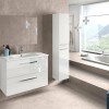 Dmora - Mobile Colonna Alexandria, Mobile per Bagno a 2 Ante, Armadio pensile sospeso con 2 Ripiani, 30x25h150 cm, Bianco Lucido - Bianco