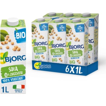 BJORG Bevanda di Soia Naturale 0% Zuccheri, Vegetale Biologica, Senza Glutine, Gusto Delicato, 6x1L - 6 l (Confezione da 1) BJORG Bevanda di Soia Naturale 0% Zuccheri, Vegetale Biologica, Senza Glutine, Gusto Delicato, 6x1L - 6 l (Confezione da 1)