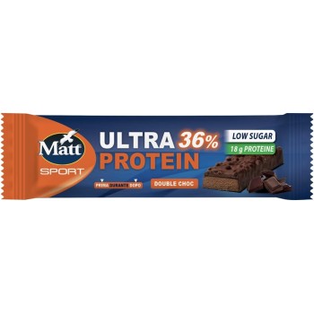 Matt Sport - Ultra Protein Double Choc - Barretta Proteica al 36% Croccante con Doppio Strato di Cioccolato, a Basso Contenuto di Zuccheri e con Proteine del Latte e della Soia - 50 g - 50 g (Confezione da 1) Bianco Matt Sport - Ultra Protein Double Choc - Barretta Proteica al 36% Croccante con Doppio Strato di Cioccolato, a Basso Contenuto di Zuccheri e con Proteine del Latte e della Soia - 50 g - 50 g (Confezione da 1) Bianco