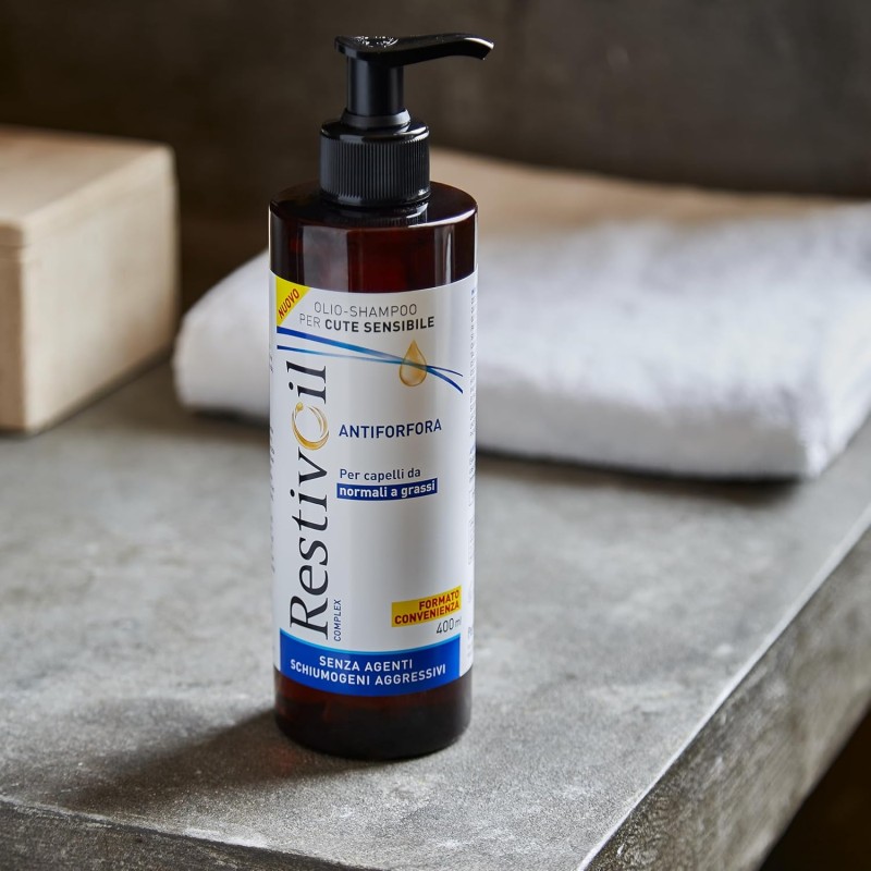 RestivOil Complex Shampoo Olio Antiforfora per Capelli da Normali a Grassi con Azione Antiseborroica e Anti Prurito, 400ml