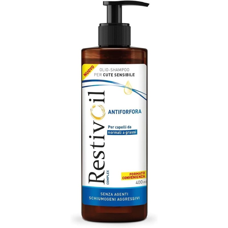 RestivOil Complex Shampoo Olio Antiforfora per Capelli da Normali a Grassi con Azione Antiseborroica e Anti Prurito, 400ml
