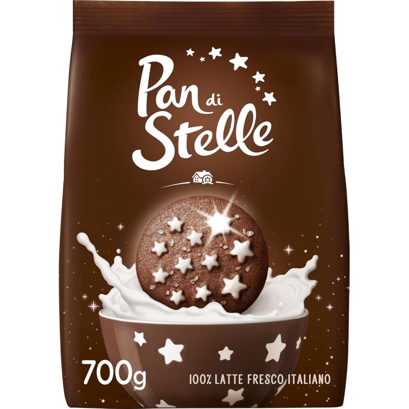 Pan di Stelle Biscotti Frollini con Cacao, Cioccolato e Latte Fresco Italiano, Colazione Ricca di Gusto, 700 g - 700 g