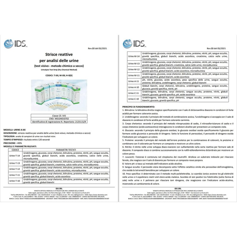 App Life Test Urine 14 Parametri - Confezione da 100 pz di Strisce Reattive per Analisi Urinalisi - Bastoncini di alta qualità
