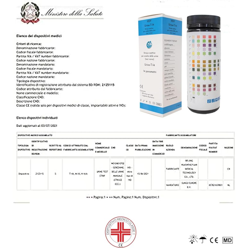 App Life Test Urine 14 Parametri - Confezione da 100 pz di Strisce Reattive per Analisi Urinalisi - Bastoncini di alta qualità