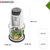 Kenwood Chopper CHP61.100WH, Potenza 500W, Ciotola da 0.5L, 2 velocità, Sistema a quattro lame, Anello antiscivolo per la stabilità del tritatutto, Lavabile in Lavastoviglie, Bianco/SIlver