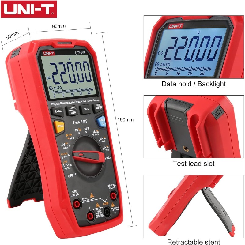 UNI-T UT161E Digital Multimeter True RMS AC/DC Voltage Current Resistance Capacitance Tester