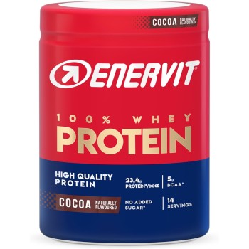 Enervit, 100% Whey Protein, Gusto Cacao, Ideale dopo l'Allenamento, Ricco di Vitamina B6, con Proteine dal Siero del Latte, Senza Zuccheri Aggiunti, Senza Glutine, Barattolo da 420 Grammi
