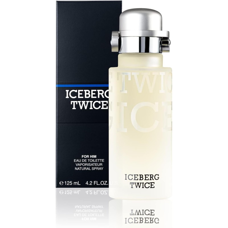 ICEBERG Twice Man – Eau de Toilette 125 ml, Profumo da Uomo dalle Note Fougère Aromatiche, Lussuoso Flacone in Vetro Trasparente, Design Art Deco - 125 ml (Confezione da 1)
