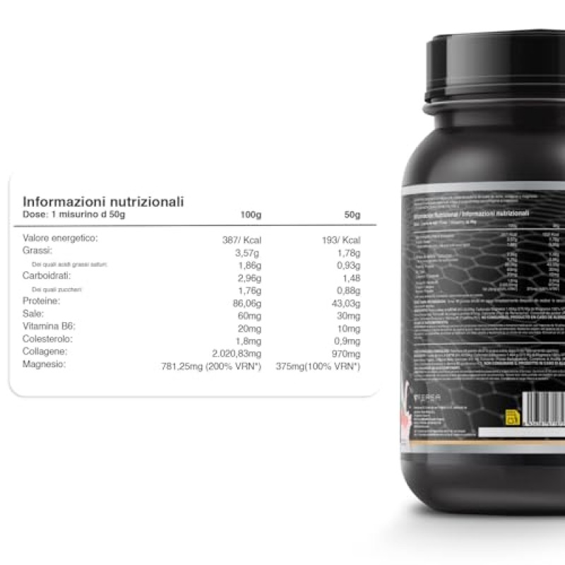 Healthy Fusion Whey Protein | Proteina pura con Collagene + Magnesio | Tonifica e aumenta la massa muscolare | Migliora i tuoi allenamenti | 1000g (Fragola)