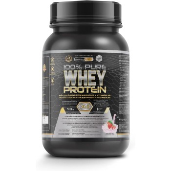 Healthy Fusion Whey Protein | Proteina pura con Collagene + Magnesio | Tonifica e aumenta la massa muscolare | Migliora i tuoi allenamenti | 1000g (Fragola)