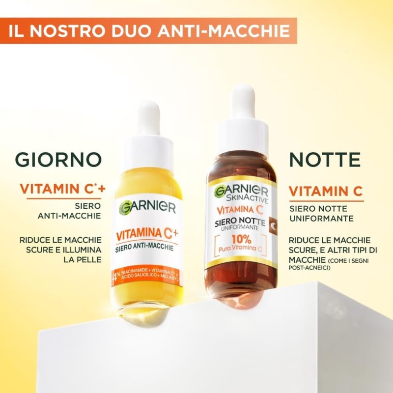 Garnier Siero Viso Anti-Macchie, Per Tutti i Tipi di Pelle, Pelle Luminosa e Macchie Scure Ridotte, Formula con Niacinamide Uniformante, Melasyl e Vitamina C, Vitamin C, 30 ml Garnier Siero Viso Anti-Macchie, Per Tutti i Tipi di Pelle, Pelle Luminosa e Macchie Scure Ridotte, Formula con Niacinamide Uniformante, Melasyl e Vitamina C, Vitamin C, 30 ml