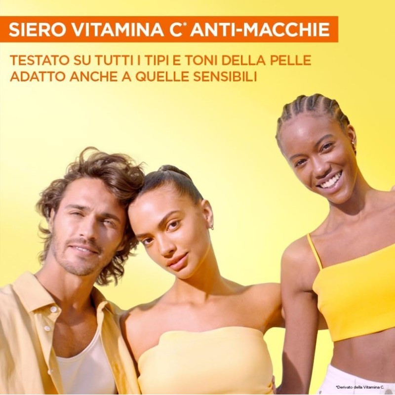 Garnier Siero Viso Anti-Macchie, Per Tutti i Tipi di Pelle, Pelle Luminosa e Macchie Scure Ridotte, Formula con Niacinamide Uniformante, Melasyl e Vitamina C, Vitamin C, 30 ml Garnier Siero Viso Anti-Macchie, Per Tutti i Tipi di Pelle, Pelle Luminosa e Macchie Scure Ridotte, Formula con Niacinamide Uniformante, Melasyl e Vitamina C, Vitamin C, 30 ml