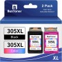305 xl compatibile con cartucce hp 305 nero e colore per inchiostro stampante hp 305 per HP Deskjet 2700 2720 2720e 4120e 4100e Envy 6020e(2-pack) - 305 nero, colore