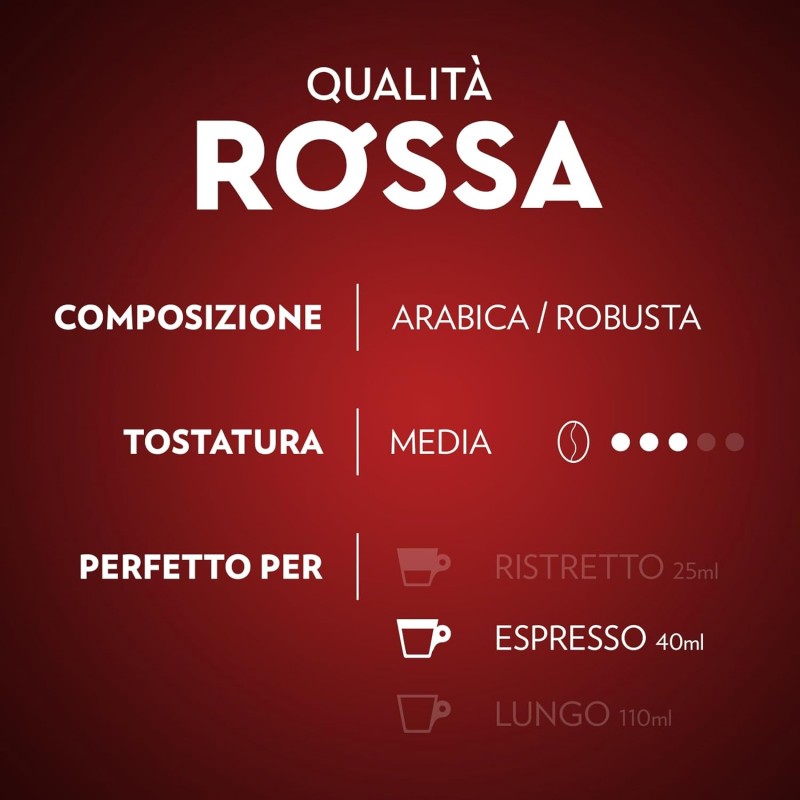 Lavazza, Qualità Rossa, 100 Capsule di Caffè in Alluminio Compatibili con Macchine Nespresso Original, con Note di Cioccolato e Frutta Secca, Arabica e Robusta, Intensità 10/13, Tostatura Media - 100 capsule Lavazza, Qualità Rossa, 100 Capsule di Caffè in Alluminio Compatibili con Macchine Nespresso Original, con Note di Cioccolato e Frutta Secca, Arabica e Robusta, Intensità 10/13, Tostatura Media - 100 capsule