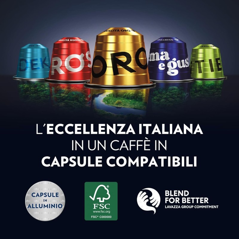 Lavazza, Qualità Rossa, 100 Capsule di Caffè in Alluminio Compatibili con Macchine Nespresso Original, con Note di Cioccolato e Frutta Secca, Arabica e Robusta, Intensità 10/13, Tostatura Media - 100 capsule Lavazza, Qualità Rossa, 100 Capsule di Caffè in Alluminio Compatibili con Macchine Nespresso Original, con Note di Cioccolato e Frutta Secca, Arabica e Robusta, Intensità 10/13, Tostatura Media - 100 capsule