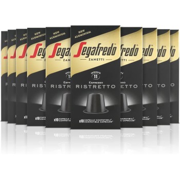 Segafredo Zanetti 100 Capsule in Alluminio compatibili con Nespresso di Caffè Ristretto Gusto deciso e corposo (10 Astucci da 10 Capsule) - Adatte per Macchine Nespresso Original