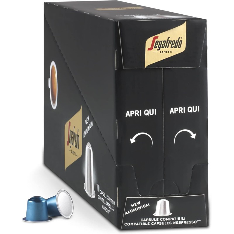 Segafredo Zanetti 100 Capsule in Alluminio compatibili con Nespresso Caffè Decaffeinato con Metodo naturale (10 Astucci da 10 Capsule) - Adatte per Macchine Nespresso Original Segafredo Zanetti 100 Capsule in Alluminio compatibili con Nespresso Caffè Decaffeinato con Metodo naturale (10 Astucci da 10 Capsule) - Adatte per Macchine Nespresso Original