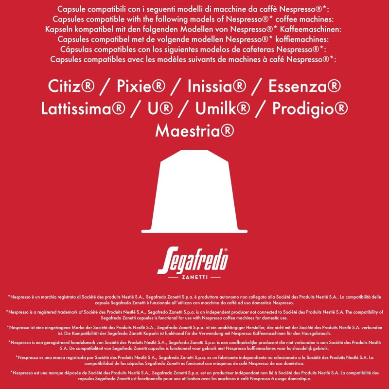 Segafredo Zanetti 100 Capsule in Alluminio compatibili con Nespresso Caffè Decaffeinato con Metodo naturale (10 Astucci da 10 Capsule) - Adatte per Macchine Nespresso Original Segafredo Zanetti 100 Capsule in Alluminio compatibili con Nespresso Caffè Decaffeinato con Metodo naturale (10 Astucci da 10 Capsule) - Adatte per Macchine Nespresso Original
