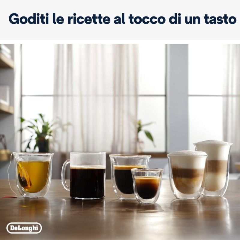 De'Longhi Magnifica Evo ECAM292.81.B, Macchina da caffè Automatica, Chicchi macinati al momento, Caraffa MontaLatte Automatica per Cappuccini, 7 Bevande One Touch, Spegnimento Programmmabile, Nero - 7 bevande De'Longhi Magnifica Evo ECAM292.81.B, Macchina da caffè Automatica, Chicchi macinati al momento, Caraffa MontaLatte Automatica per Cappuccini, 7 Bevande One Touch, Spegnimento Programmmabile, Nero - 7 bevande