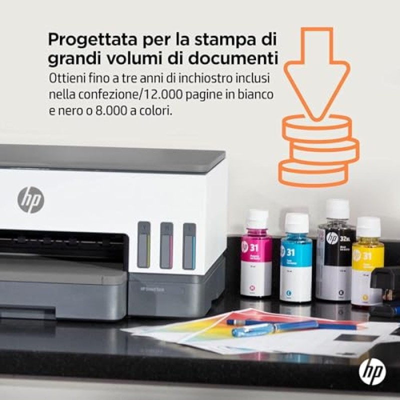 HP Smart Tank Plus 7005 AiO 28B54A, Stampante Multifunzione a Colori, Serbatoio d'Inchiostro ad Alto Volume di Stampa, Fino a 12000 Pagine (Nero) e 8000 Pagine (Colore), F/R Automatica, Wi-Fi, Bianca