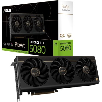 ASUS ProArt NVIDIA GeForce RTX 5080 OC Edition, Scheda Grafica 16 GB GDDR7, 256 Bit, PCIe 5.0, 1 HDMI 2.1, 2 DisplayPort 2.1, 1 USB-C, Software GPU Tweak III, Nero, PROART-RTX5080-O16G - O16 GB