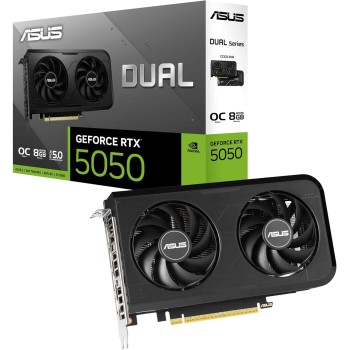 ASUS Dual NVIDIA GeForce RTX 5050 OC Edition, Scheda Grafica 8GB GDDR6, 128 Bit, PCIe 5.0, 2 Ventole Axial-Tech, 1 HDMI 2.1b, 3 DisplayPort 2.1b, Software GPU Tweak III, Nera, DUAL-RTX5050-O8G - RTX 5050 O8 GB