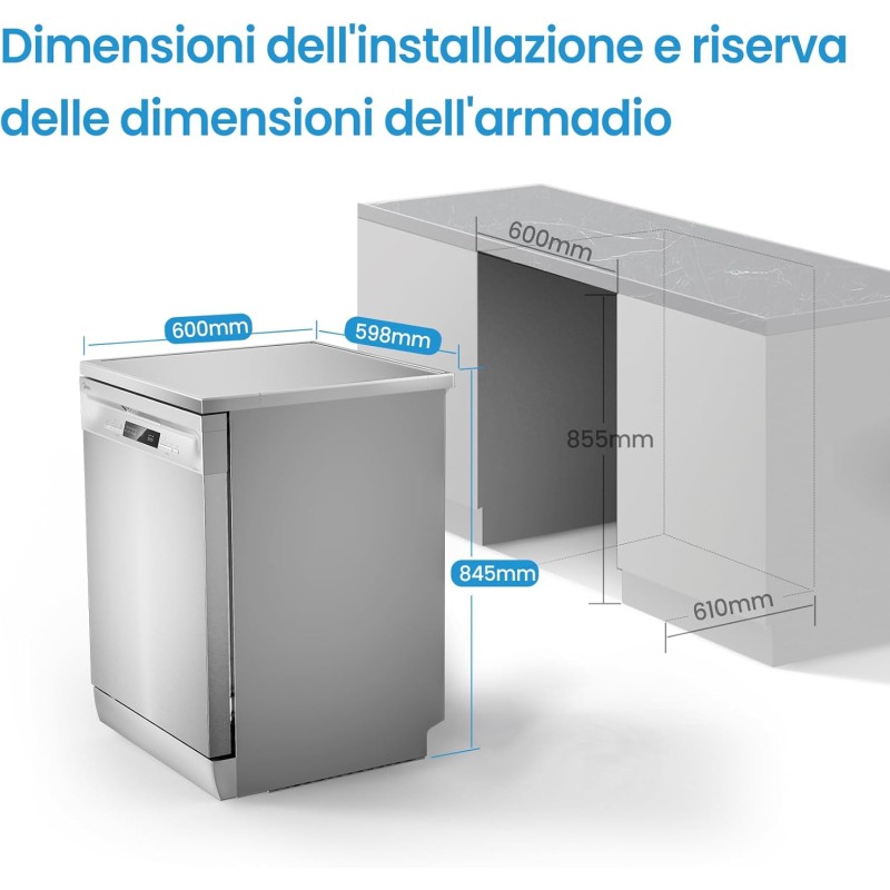 Midea MFD60S200X.1-IT Lavastoviglie Libera Installazione con 14 coperti, 8 Programmi, Display a LED, Partenza Ritardata, Funzione di Mezzo Carico, Asciugatura Extra - Inox - Inox Midea MFD60S200X.1-IT Lavastoviglie Libera Installazione con 14 coperti, 8 Programmi, Display a LED, Partenza Ritardata, Funzione di Mezzo Carico, Asciugatura Extra - Inox - Inox