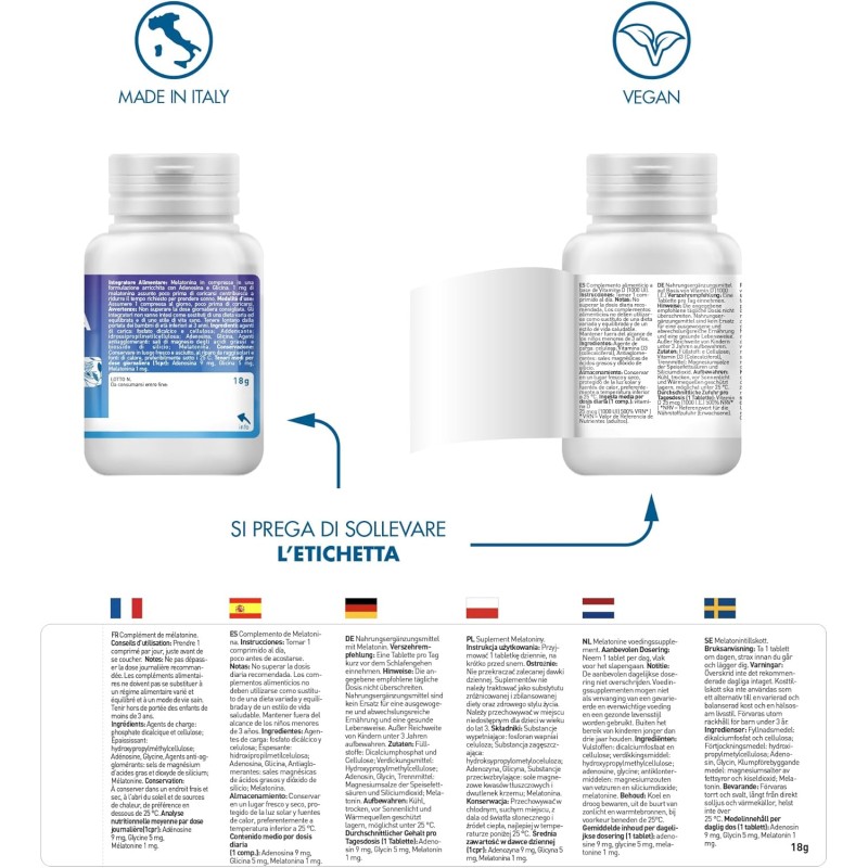 AMAVIT Melatonina per Sonno 1mg 90 Compresse [Fornitura per 3 Mesi] MADE IN ITALY Integratore Alimentare con Melatonina Adenosina Glicina | Alternativa ai sonniferi | Senza glutine e lattosio