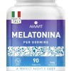 AMAVIT Melatonina per Sonno 1mg 90 Compresse [Fornitura per 3 Mesi] MADE IN ITALY Integratore Alimentare con Melatonina Adenosina Glicina | Alternativa ai sonniferi | Senza glutine e lattosio
