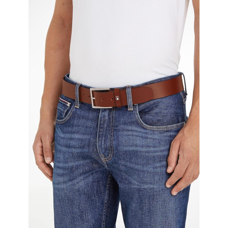 Tommy Hilfiger Uomo Cintura Hampton 4.0 Cintura in Pelle - W80 Marrone (Dark Tan)