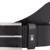 Tommy Hilfiger Uomo Cintura Hampton 4.0 Cintura in Pelle - W100 Nero (Black)