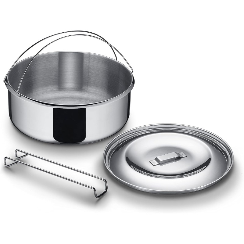 Lagostina Novia Vitamin Lagoeasy'Up Pentola A Pressione, 5 L, Acciaio Inox 18/10 & Accessorio Per Pentola A Pressione Scodello, Acciaio Inox, Diametro 22 Cm Per Capacità 5 Litri - 5L