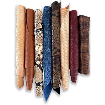 IPEA 1 Kg di Ritagli di Vera Pelle Stampata con Fantasie Miste Particolari in Dimensioni Casuali – Made in Italy – Scampoli dalle Forme Varie con Stampe Decorative, Animalier, Lucide, Struzzo, Vintage