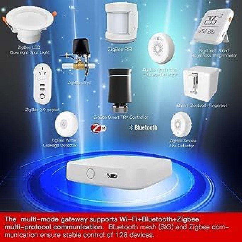 MOES Tuya ZigBee e BLE Multi-mode Smart Home Gateway WiFi Mesh Hub, funziona con Tuya ZigBee o prodotti BLE Smart Home, controllo vocale tramite Alexa Google Home