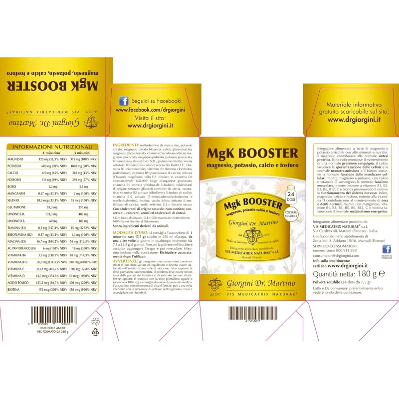 Dr Giorgini Giorgini Dr. Martino MgK BOOSTER polvere - 180 g