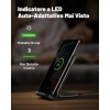 Caricatore Wireless, INIU 15W Certificato Qi Ricarica Rapida Wireless Phone Charger Holder Wireless Luce adattiv Supporto Telefono per iPhone 17 16 15 14 13 12 11 Pro Max Samsung Galaxy Google Pixel - 1 Pezzi Nero