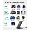 Caricatore Wireless, INIU 15W Certificato Qi Ricarica Rapida Wireless Phone Charger Holder Wireless Luce adattiv Supporto Telefono per iPhone 17 16 15 14 13 12 11 Pro Max Samsung Galaxy Google Pixel - 1 Pezzi Nero