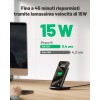 Caricatore Wireless, INIU 15W Certificato Qi Ricarica Rapida Wireless Phone Charger Holder Wireless Luce adattiv Supporto Telefono per iPhone 17 16 15 14 13 12 11 Pro Max Samsung Galaxy Google Pixel - 1 Pezzi Nero