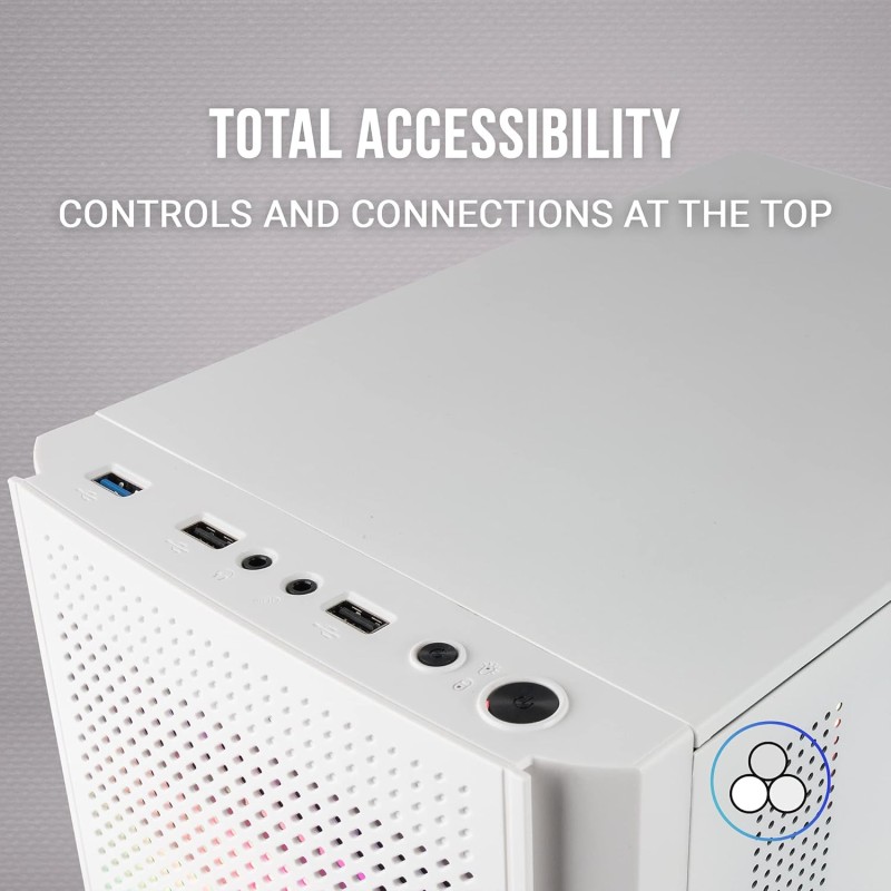 Mars Gaming MC300W, Case PC Micro ATX, Vetro Temperato, MESH Frontale, 3x Ventole FRGB, Bianco Mars Gaming MC300W, Case PC Micro ATX, Vetro Temperato, MESH Frontale, 3x Ventole FRGB, Bianco