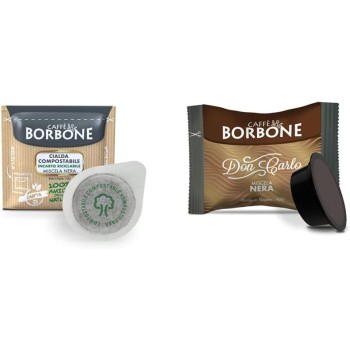 CAFFÈ BORBONE Cialda Compostabile, Miscela Nera - 150 Cialde - Sistema Ese & Don Carlo, Miscela Nera - 100 Capsule, Compatibile Lavazza A Modo Mio