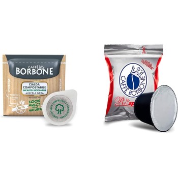 CAFFÈ BORBONE Cialda Compostabile, Miscela Nera - 150 Cialde - Sistema Ese & Respresso, Miscela Rossa - 100 Capsule - Compatibili Con Le Macchine Ad Uso Domestico Nespresso*