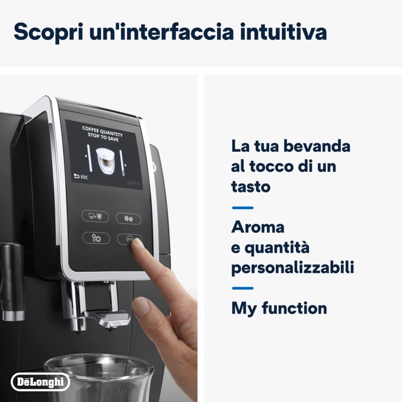 De'Longhi Dinamica Plus ECAM370.70.B Macchina Automatica per caffè in chicchi, LatteCrema System con Caraffa Montalatte Automatica, Schermo FullTouch, Funzione MY, Ampia gamma di ricette, Nero De'Longhi Dinamica Plus ECAM370.70.B Macchina Automatica per caffè in chicchi, LatteCrema System con Caraffa Montalatte Automatica, Schermo FullTouch, Funzione MY, Ampia gamma di ricette, Nero