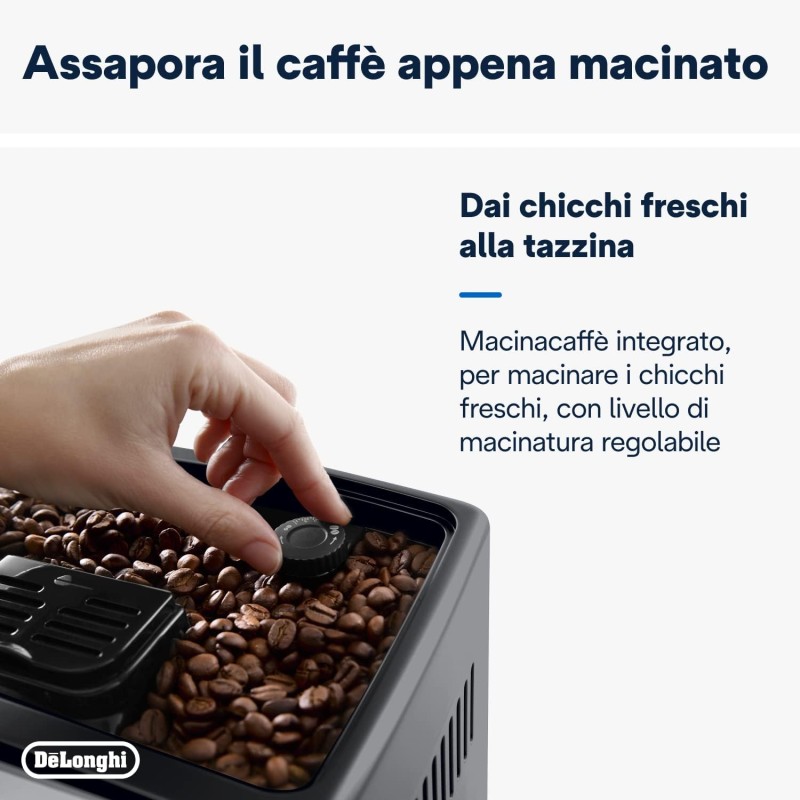 De'Longhi Dinamica Plus ECAM370.70.B Macchina Automatica per caffè in chicchi, LatteCrema System con Caraffa Montalatte Automatica, Schermo FullTouch, Funzione MY, Ampia gamma di ricette, Nero De'Longhi Dinamica Plus ECAM370.70.B Macchina Automatica per caffè in chicchi, LatteCrema System con Caraffa Montalatte Automatica, Schermo FullTouch, Funzione MY, Ampia gamma di ricette, Nero