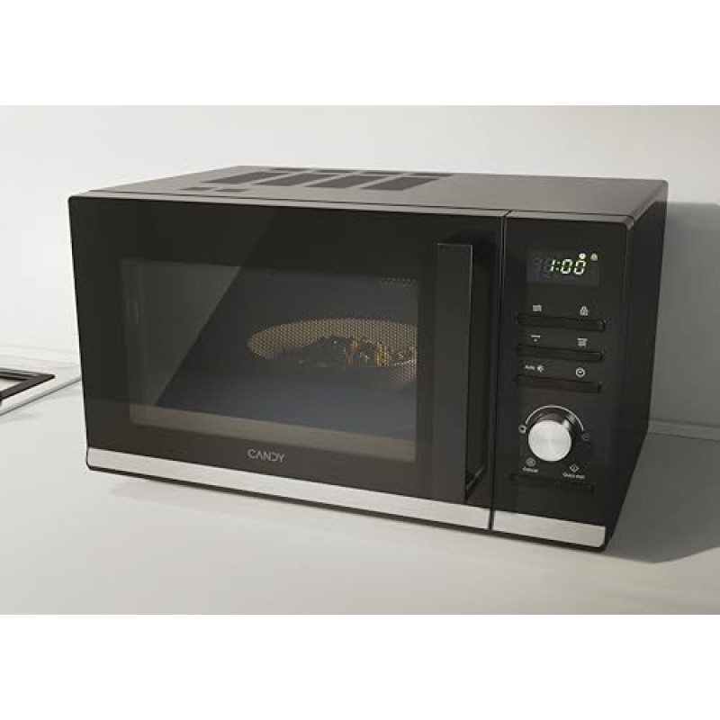 Candy Moderna Forno a Microonde con Grill, 23 Litri, 900W, 40 Programmi, 6 Livelli di Potenza, Funzioni Defrost e Autoclean, App hOn, Libera Installazione, 48,3 x 40,6 x 28,1 cm, Nero - CMGA23TNDB