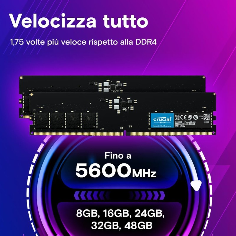 Crucial RAM 16GB Kit (2x8GB) DDR5 4800MHz CL40 Memoria Desktop CT2K8G48C40U5 - 16GB (2x8GB) Crucial RAM 16GB Kit (2x8GB) DDR5 4800MHz CL40 Memoria Desktop CT2K8G48C40U5 - 16GB (2x8GB)