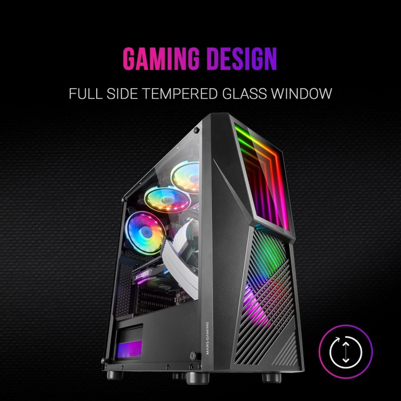 MARSGAMING Mars Gaming MC777, Case da Gioco PC, Infinity Mirror ARGB, Vetro Temperato, 2x Fan Chroma ARGB, Nero MARSGAMING Mars Gaming MC777, Case da Gioco PC, Infinity Mirror ARGB, Vetro Temperato, 2x Fan Chroma ARGB, Nero