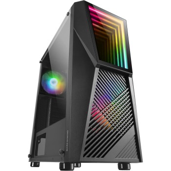 MARSGAMING Mars Gaming MC777, Case da Gioco PC, Infinity Mirror ARGB, Vetro Temperato, 2x Fan Chroma ARGB, Nero